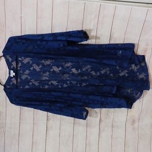 Lularoe Lindsay Kimono cardigan. Woman's sizes 10-18. Royal Blue lace